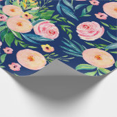 パステルピンク春の花パターン ラッピングペーパー (角)