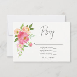 パステルピンク春ウォーター色ペニー結婚ズ 出欠カード