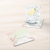 パステルピンク春フローラブロッサム スクエアペーパーコースター (インサイチュ)