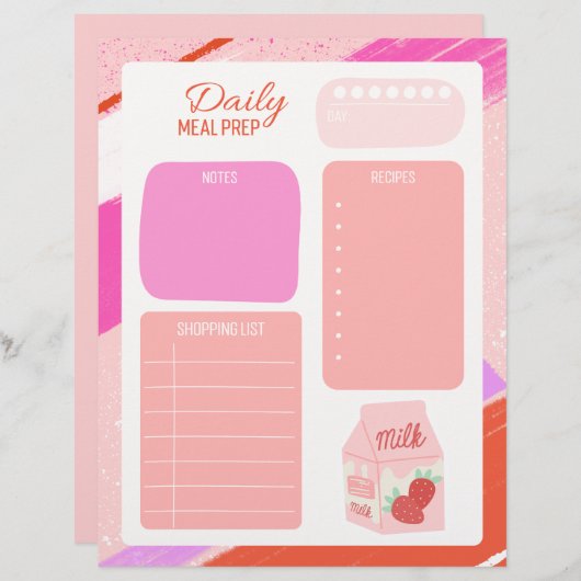 パステルピンク毎日の食事の準備 (正面/裏面)