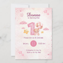 パステルピンク水彩可愛いクマ