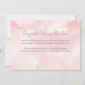 パステルピンク水彩洗数々のい写真卒業 案内状 (裏面)