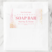 パステルピンク水彩石鹸キャンドルラベル 長方形シール (バッグ)