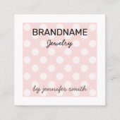 パステルピンク水玉模様手作りジュエリー スクエア名刺 (正面)