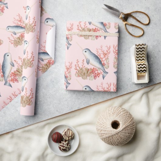 パステルピンク海ベビーナルワルカラフルシーシェル ラッピングペーパー (クラフト)