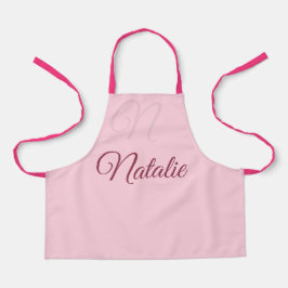 パステルピンク無地の色モノグラムの エプロン