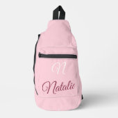 パステルピンク無地の色モノグラムの スリングバッグ (正面)