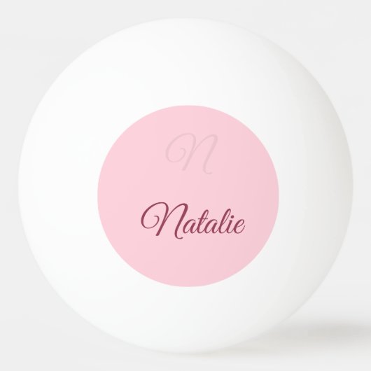 パステルピンク無地の色モノグラムの 卓球ボール (裏面)