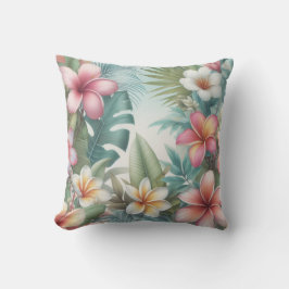 パステルピンク熱帯花ハワイアン植物学 クッション