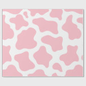 パステルピンク牛プリントかわいい ラッピングペーパー (フラット)