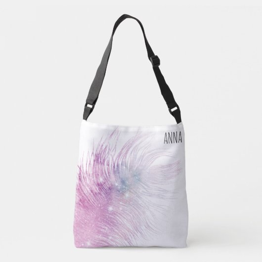 *~*パステルピンク神秘的宇宙ボホフェザー クロスボディバッグ (裏面)