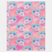 パステルピンク秋カボチャ&アクアサンフラワー フリースブランケット (正面)