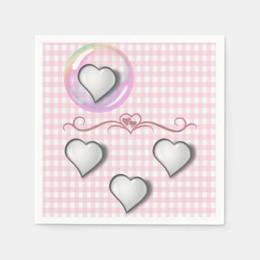 パステルピンク紙ナプキンス スタンダードカクテルナプキン (正面)