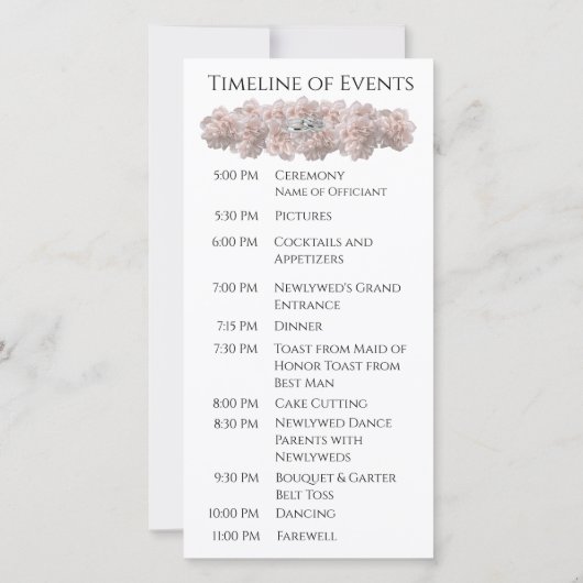 パステルピンク結婚ピーニーのリングや輪-結婚式 プログラム (裏面)