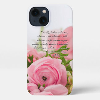 パステルピンク花束花バイブル詩 iPhone 13ケース