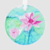 パステルピンク蓮の花の水色 オーナメント (裏面)