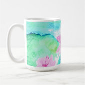 パステルピンク蓮の花の水色 コーヒーマグカップ (左)