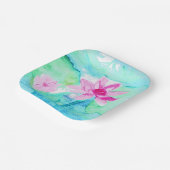 パステルピンク蓮の花の水色 ペーパープレート (傾斜あり)