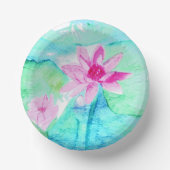 パステルピンク蓮の花の水色 ペーパーボウル (正面)