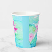 パステルピンク蓮の花の水色 紙コップ (左)