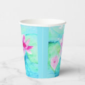 パステルピンク蓮の花の水色 紙コップ (右)