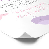 パステルピンク薄紫クジラ誕生日タイムカプセル ポスター (角)