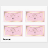 パステルピンク製品ラベル(金ゴールドフレームとロゴ付き) 長方形シール (シート)