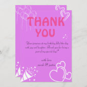 パステルピンク誕生日ブリスグリーティングカード サンキューカード (正面/裏面)