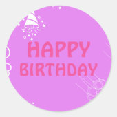パステルピンク誕生日ブリスステッカー ラウンドシール (正面)