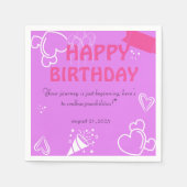 パステルピンク誕生日ブリスナプキン スタンダードカクテルナプキン (正面)