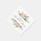 パステルピンク赤面バラフローラブライダルシャワー スタンダードカクテルナプキン (角)
