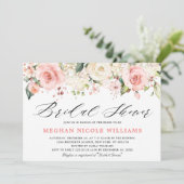 パステルピンク赤面バラフローラブライダルシャワー 招待状 (スタンド正面)