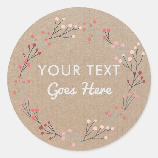 パステルピンク赤面バラフローラボタニカルラベル ラウンドシール (正面)