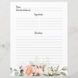 パステルピンク赤面バラフローラレシピカード