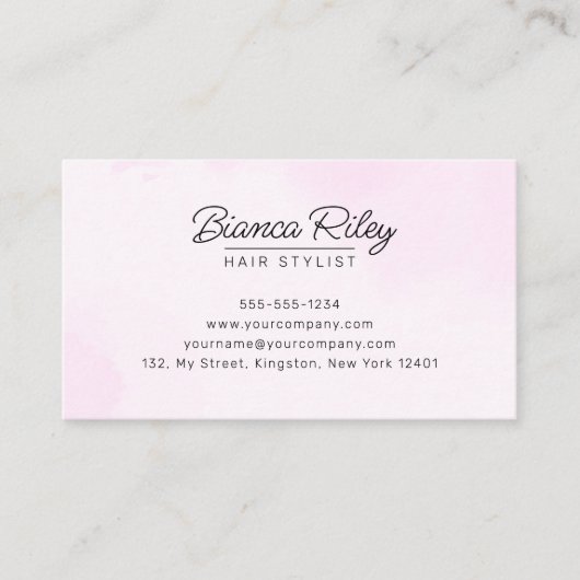 パステルピンク金ゴールドグリッターアゲート美容師サロン 名刺 (正面)