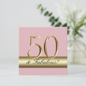 パステルピンク金ゴールドシンプル50歳誕生日パーティー 招待状 (スタンド正面)