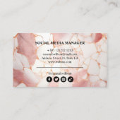 パステルピンク金ゴールド大理石エレガント 名刺 (裏面)