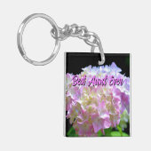 パステルピンク黄色い紫色のアジサイ花おばさん キーホルダー (正面左)