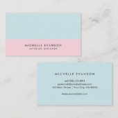 パステルピンク&アクアブルーカラーブロックミニマル 名刺 (正面/裏面)