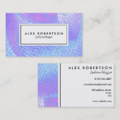 パステルピンク、アクア、薄紫マーメイドスケール生地 名刺 (正面/裏面)