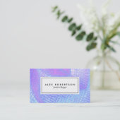 パステルピンク、アクア、薄紫マーメイドスケール生地 名刺 (スタンド正面)