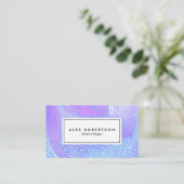 パステルピンク、アクア、薄紫マーメイドスケール生地 名刺 (スタンド正面)