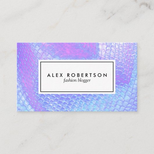パステルピンク、アクア、薄紫マーメイドスケール生地 名刺 (正面)