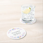 パステルピンク、イエロー、ブルーのフローラ結婚 ラウンドペーパーコースター (インサイチュ)