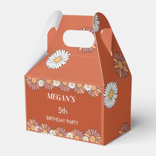 パステルピンク&オレンジデイジーフローラルパターン フェイバーボックス (正面サイド)
