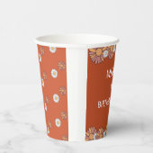 パステルピンク&オレンジデイジーフローラルパターン 紙コップ (右)