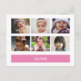 パステルピンク カスタムフォト - 名入れ ポストカード