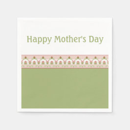 パステルピンク&グリーンデザイナー紙 スタンダードカクテルナプキン