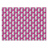 パステルピンク&グリーンフローラブーケオンマゼンタバック テーブルクロス (正面(横))