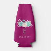 パステルピンク&グリーンフローラブーケオンマゼンタバック ボトルクーラー (正面)